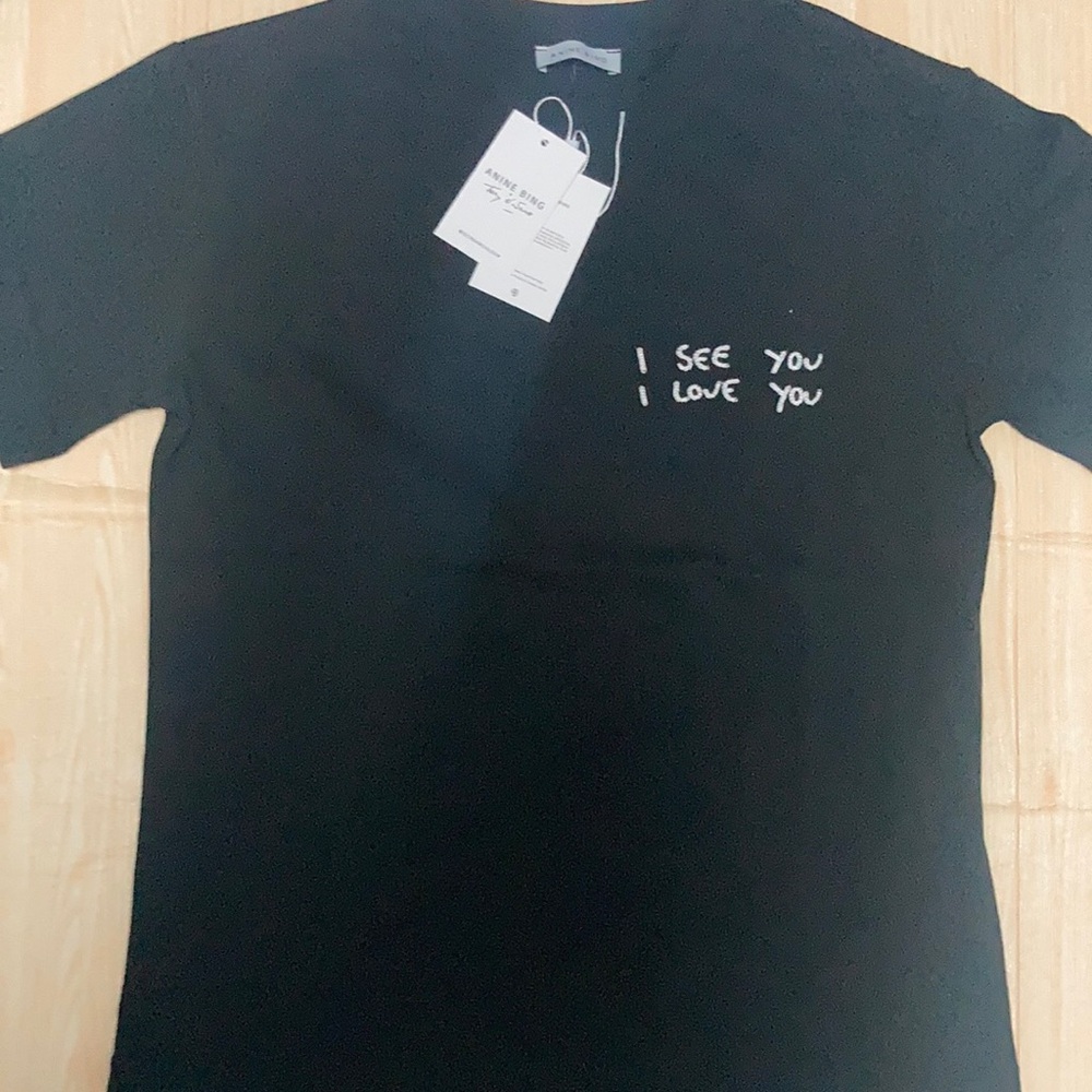 Anine Bing I See you I love You Loungewear Graphic Tee black Designers T-shirt